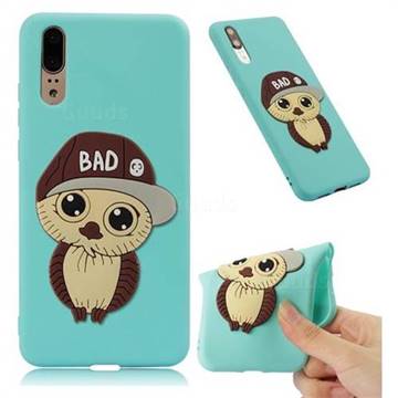 Bad Boy Owl Soft 3D Silicone Case for Huawei P20 - Sky Blue