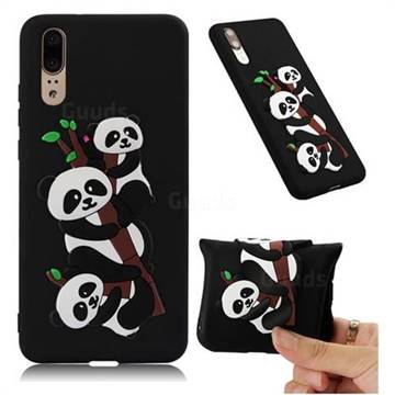 Panda Bamboo Soft 3D Silicone Case for Huawei P20 - Black