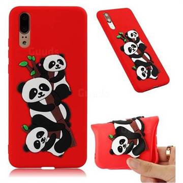Panda Bamboo Soft 3D Silicone Case for Huawei P20 - Pink