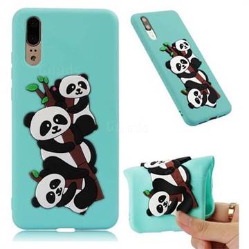 Panda Bamboo Soft 3D Silicone Case for Huawei P20 - Sky Blue