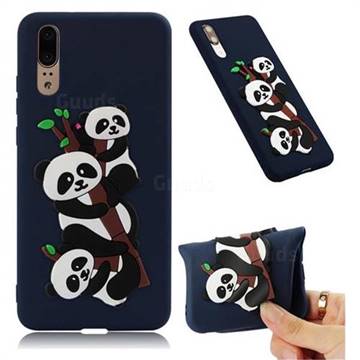 Panda Bamboo Soft 3D Silicone Case for Huawei P20 - Navy