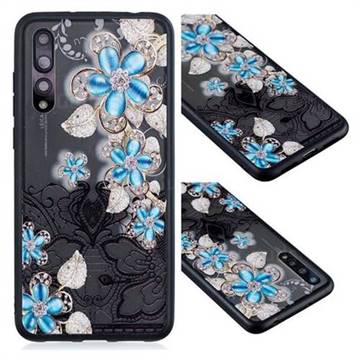 Lilac Lace Diamond Flower Soft TPU Back Cover for Huawei P20