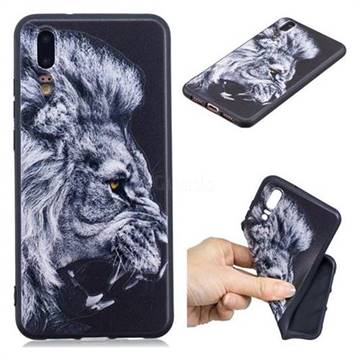 Lion 3D Embossed Relief Black TPU Cell Phone Back Cover for Huawei P20
