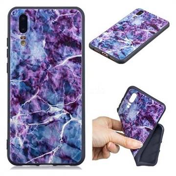 Marble 3D Embossed Relief Black TPU Cell Phone Back Cover for Huawei P20