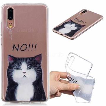Cat Say No Clear Varnish Soft Phone Back Cover for Huawei P20