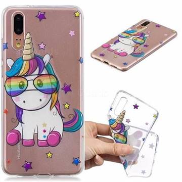 Glasses Unicorn Clear Varnish Soft Phone Back Cover for Huawei P20