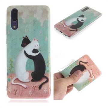 Black and White Cat IMD Soft TPU Cell Phone Back Cover for Huawei P20