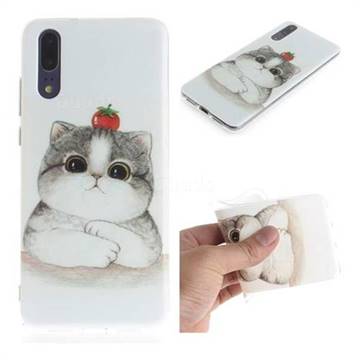 Cute Tomato Cat IMD Soft TPU Cell Phone Back Cover for Huawei P20