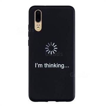 Thinking Stick Figure Matte Black TPU Phone Cover for Huawei P20