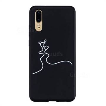Kiss Stick Figure Matte Black TPU Phone Cover for Huawei P20