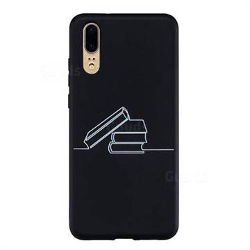 Book Stick Figure Matte Black TPU Phone Cover for Huawei P20