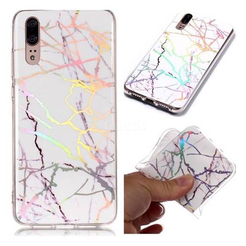 Color White Marble Pattern Bright Color Laser Soft TPU Case for Huawei P20