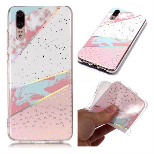 Matching Color Marble Pattern Bright Color Laser Soft TPU Case for Huawei P20