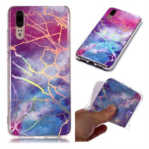 Dream Sky Marble Pattern Bright Color Laser Soft TPU Case for Huawei P20
