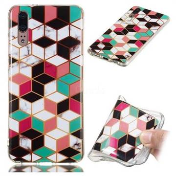 Three-dimensional Square Soft TPU Marble Pattern Phone Case for Huawei P20
