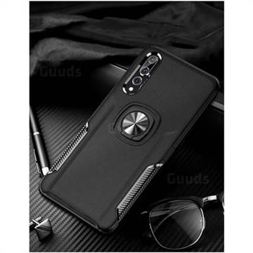 Knight Armor Anti Drop PC + Silicone Invisible Ring Holder Phone Cover for Huawei P20 - Black