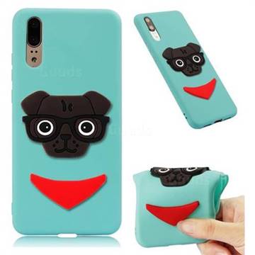 Glasses Dog Soft 3D Silicone Case for Huawei P20 - Sky Blue
