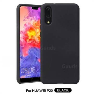 Howmak Slim Liquid Silicone Rubber Shockproof Phone Case Cover for Huawei P20 - Black