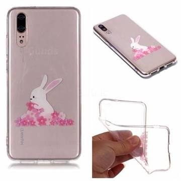 Cherry Blossom Rabbit Super Clear Soft TPU Back Cover for Huawei P20
