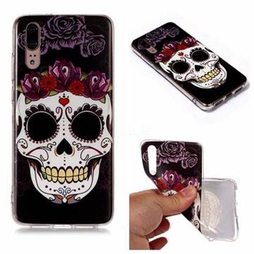 Flowers Skull Matte Soft TPU Back Cover for Huawei P20