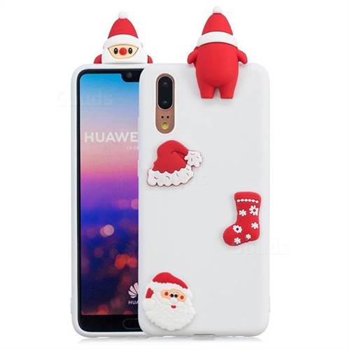 White Santa Claus Christmas Xmax Soft 3D Silicone Case for Huawei P20