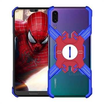 Heroes All Metal Frame Coin Kickstand Car Magnetic Bumper Phone Case for Huawei P20 - Blue