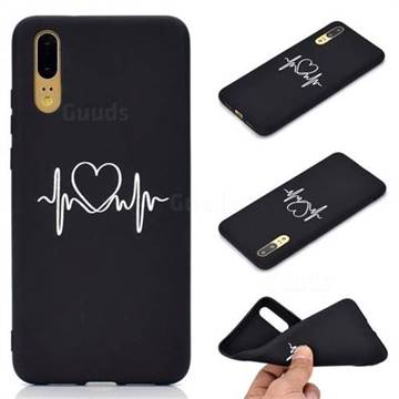 Heart Radio Wave Chalk Drawing Matte Black TPU Phone Cover for Huawei P20