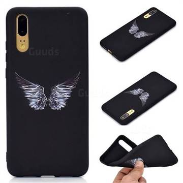 Wings Chalk Drawing Matte Black TPU Phone Cover for Huawei P20