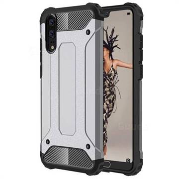 King Kong Armor Premium Shockproof Dual Layer Rugged Hard Cover for Huawei P20 - Silver Grey