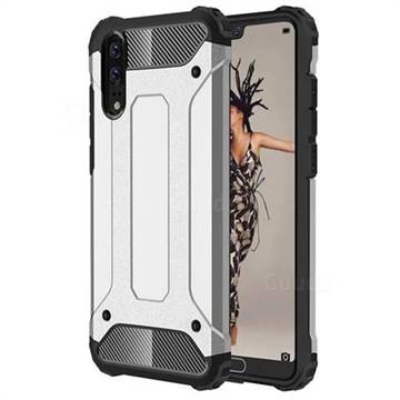 King Kong Armor Premium Shockproof Dual Layer Rugged Hard Cover for Huawei P20 - Technology Silver
