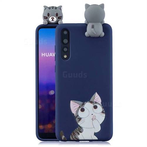 Big Face Cat Soft 3D Climbing Doll Soft Case for Huawei P20