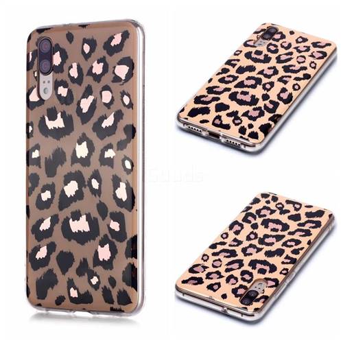 Leopard Galvanized Rose Gold Marble Phone Back Cover for Huawei P20