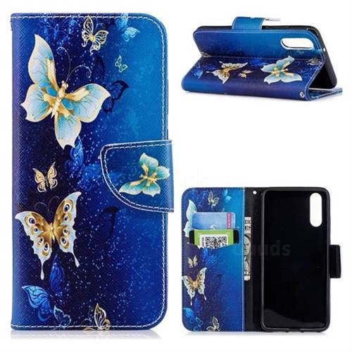 Golden Butterflies Leather Wallet Case for Huawei P20