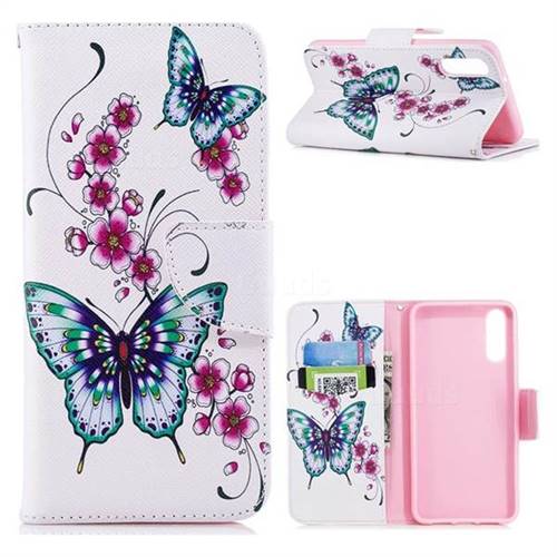 Peach Butterfly Leather Wallet Case for Huawei P20