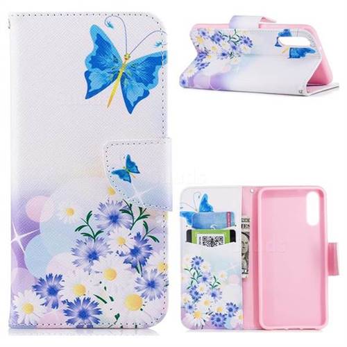 Butterflies Flowers Leather Wallet Case for Huawei P20