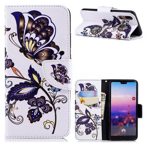 Butterflies and Flowers Leather Wallet Case for Huawei P20