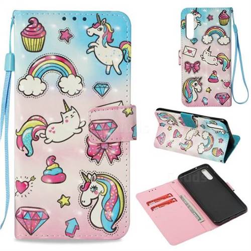 Diamond Pony 3D Painted Leather Wallet Case for Huawei P20