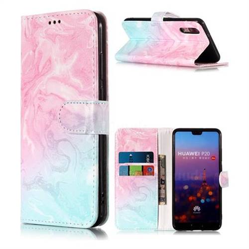 Pink Green Marble PU Leather Wallet Case for Huawei P20