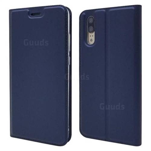 Ultra Slim Card Magnetic Automatic Suction Leather Wallet Case for Huawei P20 - Royal Blue