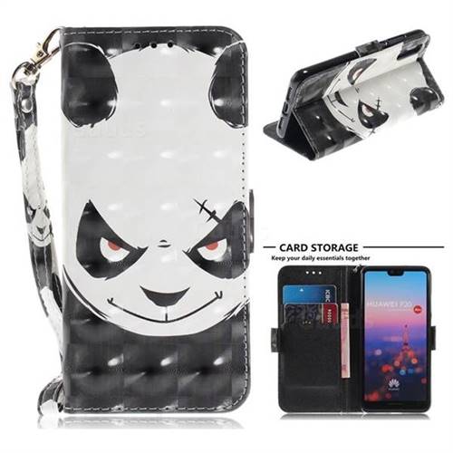 Angry Bear 3D Painted Leather Wallet Phone Case for Huawei P20