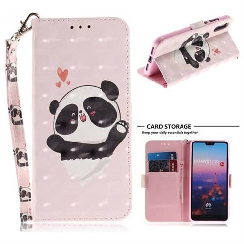 Heart Cat 3D Painted Leather Wallet Phone Case for Huawei P20