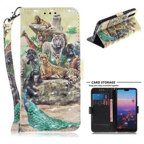 Beast Zoo 3D Painted Leather Wallet Phone Case for Huawei P20