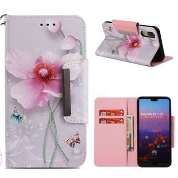 Pearl Flower Big Metal Buckle PU Leather Wallet Phone Case for Huawei P20