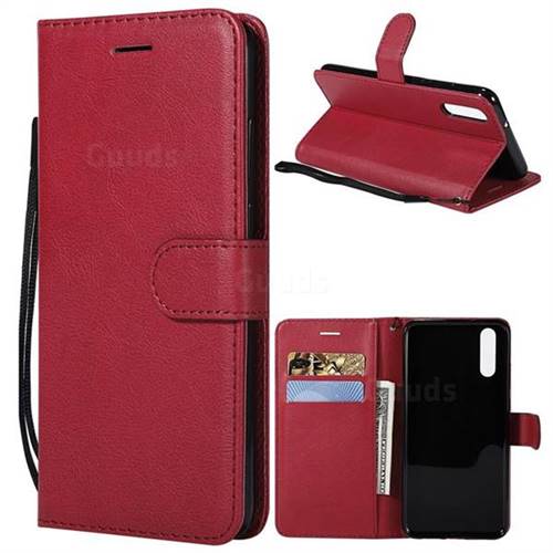 Retro Greek Classic Smooth PU Leather Wallet Phone Case for Huawei P20 - Red