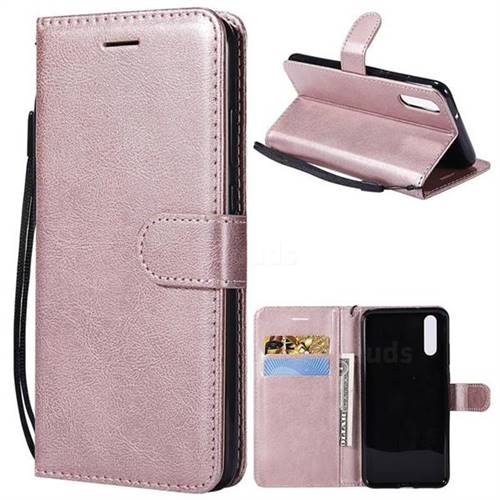 Retro Greek Classic Smooth PU Leather Wallet Phone Case for Huawei P20 - Rose Gold