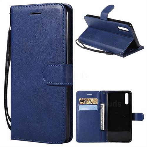 Retro Greek Classic Smooth PU Leather Wallet Phone Case for Huawei P20 - Blue