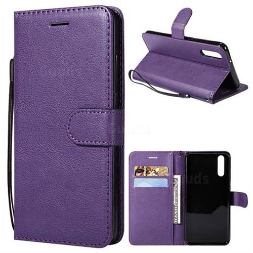 Retro Greek Classic Smooth PU Leather Wallet Phone Case for Huawei P20 - Purple
