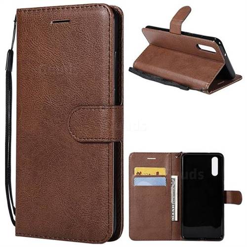 Retro Greek Classic Smooth PU Leather Wallet Phone Case for Huawei P20 - Brown