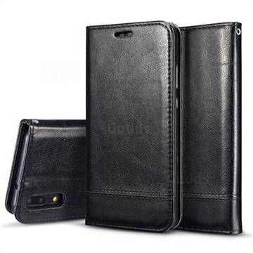Magnetic Suck Stitching Slim Leather Wallet Case for Huawei P20 - Black