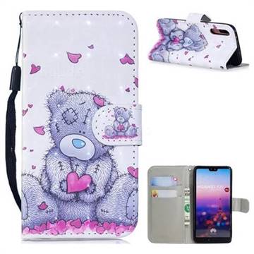 Love Panda 3D Painted Leather Wallet Phone Case for Huawei P20